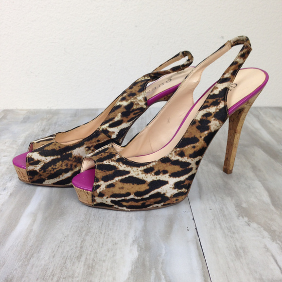 Guess Shoes - Guess Leopard Peep Toe Sling Back Heels 8